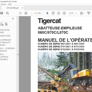 Tigercat ABATTEUSE-EMPILEUSE 860C 870C L870C MANUEL DE L'OPÉRATEUR - PDF DOWNLOAD (French)