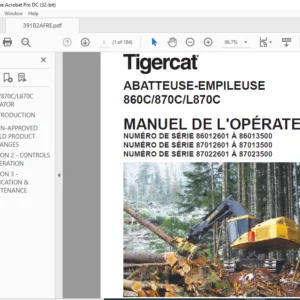 Tigercat ABATTEUSE-EMPILEUSE 860C 870C L870C MANUEL DE L'OPÉRATEUR - PDF DOWNLOAD (French)