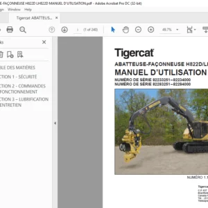 Tigercat ABATTEUSE-FAÇONNEUSE H822D LH822D MANUEL D’UTILISATION - PDF DOWNLOAD (French)
