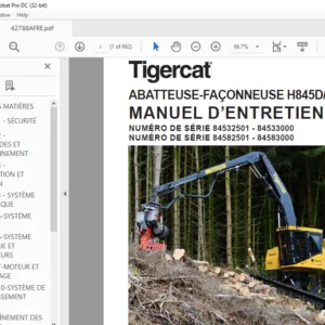 Tigercat ABATTEUSE-FAÇONNEUSE H845D LH845D MANUEL D’ENTRETIEN - PDF DOWNLOAD (French)