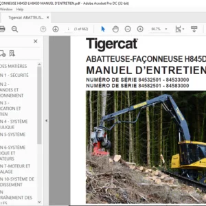 Tigercat ABATTEUSE-FAÇONNEUSE H845D LH845D MANUEL D’ENTRETIEN - PDF DOWNLOAD (French)