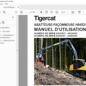 Tigercat ABATTEUSE-FAÇONNEUSE H845D LH845D MANUEL D’UTILISATION - PDF DOWNLOAD (French)