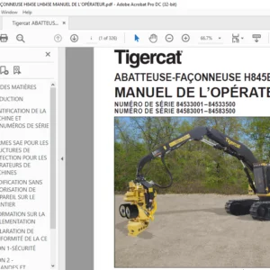 Tigercat ABATTEUSE-FAÇONNEUSE H845E LH845E MANUEL DE L’OPÉRATEUR - PDF DOWNLOAD (French)