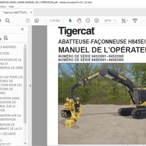 Tigercat ABATTEUSE-FAÇONNEUSE H845E LH845E MANUEL DE L’OPÉRATEUR - PDF DOWNLOAD (French)