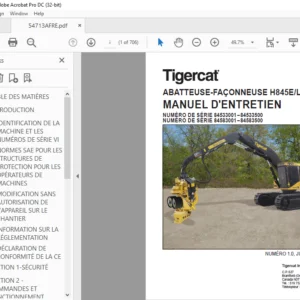 Tigercat ABATTEUSE-FAÇONNEUSE H845E LH845E MANUEL D'ENTRETIEN - PDF DOWNLOAD (French)