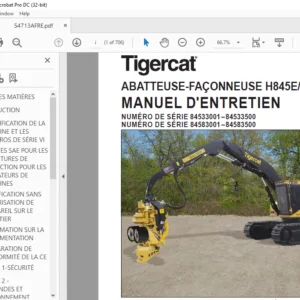 Tigercat ABATTEUSE-FAÇONNEUSE H845E LH845E MANUEL D'ENTRETIEN - PDF DOWNLOAD (French)