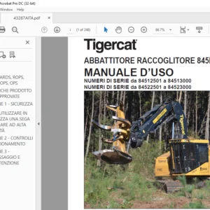 Tigercat ABBATTITORE RACCOGLITORE 845D L845D MANUALE D’USO - PDF DOWNLOAD (Italian)
