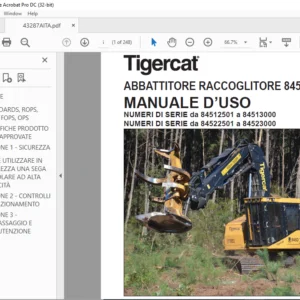 Tigercat ABBATTITORE RACCOGLITORE 845D L845D MANUALE D’USO -PDF DOWNLOAD (Italian)