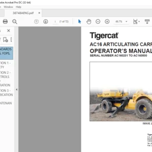 Tigercat AC16 ARTICULATING CARRIER OPERATOR’S MANUAL SN AC160201 - AC16050 - PDF DOWNLOAD