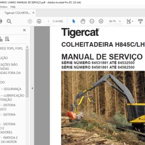 Tigercat COLHEITADEIRA H845C LH845C MANUAL DE SERVIÇO - PDF DOWNLOAD (Portuguese)