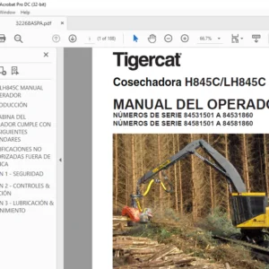 Tigercat Cosechadora H845C LH845C MANUAL DEL OPERADOR - PDF DOWNLOAD