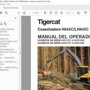 Tigercat Cosechadora H845C LH845C MANUAL DEL OPERADOR - PDF DOWNLOAD (Spanish)