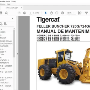 Tigercat FELLER BUNCHER 720G 724G 726G MANUAL DE MANTENIMIENTO - PDF DOWNLOAD (Spanish)