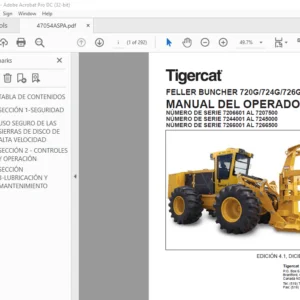 Tigercat FELLER BUNCHER 720G 724G 726G MANUAL DEL OPERADOR - PDF DOWNLOAD (Spanish)