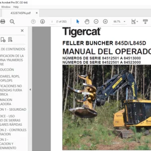 Tigercat FELLER BUNCHER 845D L845D MANUAL DEL OPERADOR - PDF DOWNLOAD (Spanish)