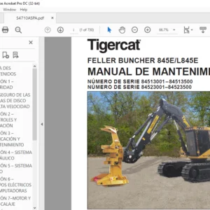 Tigercat FELLER BUNCHER 845E L845E MANUAL DE MANTENIMIENTO - PDF DOWNLOAD (Spanish)