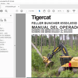 Tigercat FELLER BUNCHER 855D L855D MANUAL DEL OPERADOR - PDF DOWNLOAD (Spanish)