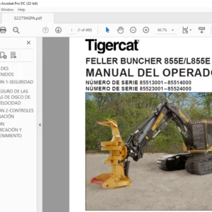 Tigercat FELLER BUNCHER 855E L855E MANUAL DEL OPERADOR - PDF DOWNLOAD (Spanish)