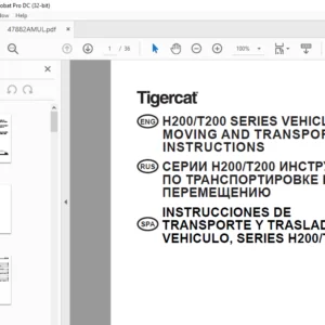Tigercat H200 T200 SERIES VEHICLE MOVING AND TRANSPORTING INSTRUCTIONS Manual EN_RUS_SPA