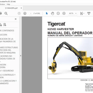 Tigercat H250D HARVESTER MANUAL DEL OPERADOR - PDF DOWNLOAD (Spanish)