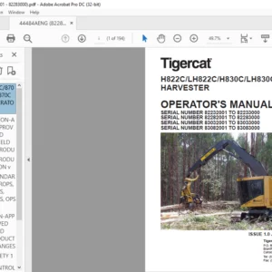 Tigercat H822C LH822C H830C LH830C HARVESTER OPERATOR'S MANUAL - PDF DOWNLOAD