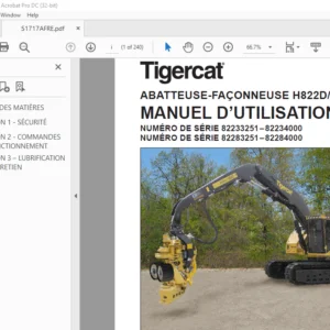 Tigercat H822D LH822D ABATTEUSE-FAÇONNEUSE H822DLH822D MANUEL D’UTILISATION - PDF DOWNLOAD (French)