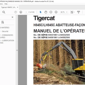 Tigercat H845C LH845C ABATTEUSE-FAÇONNEUSE MANUEL DE L’OPÉRATEUR - PDF DOWNLOAD (French)
