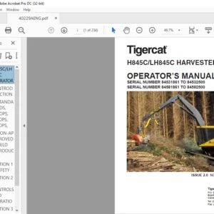 Tigercat H845C LH845C HARVESTER OPERATOR’S MANUAL - PDF DOWNLOAD