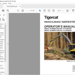Tigercat H845C LH845C HARVESTER OPERATOR’S MANUAL - PDF DOWNLOAD