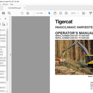 Tigercat H845C LH845C HARVESTER OPERATOR’S MANUAL - PDF DOWNLOAD