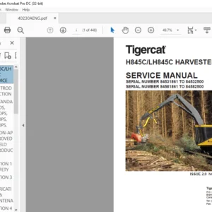 Tigercat H845C LH845C HARVESTER SERVICE MANUAL - PDF DOWNLOAD