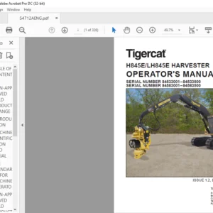 Tigercat H845E LH845E HARVESTER OPERATOR'S MANUAL - PDF DOWNLOAD