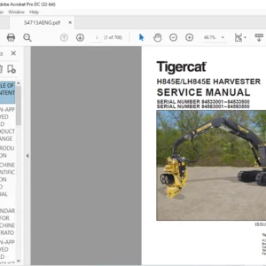 Tigercat H845E LH845E HARVESTER SERVICE MANUAL - PDF DOWNLOAD