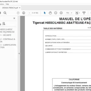 Tigercat H855C LH855C ABATTEUSE-FAÇONNEUSE MANUEL DE L’OPÉRATEUR - PDF DOWNLOAD (French)