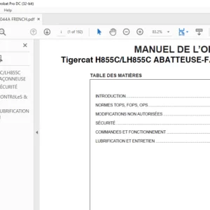 Tigercat H855C LH855C ABATTEUSE-FAÇONNEUSE MANUEL DE L’OPÉRATEUR - PDF DOWNLOAD (French)