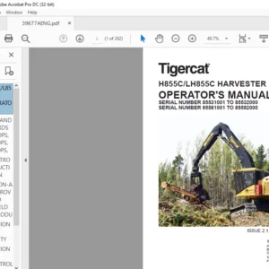 Tigercat H855C LH855C HARVESTER OPERATOR'S MANUAL - PDF DOWNLOAD