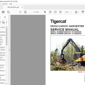 Tigercat H855C LH855C HARVESTER SERVICE MANUAL - PDF DOWNLOAD