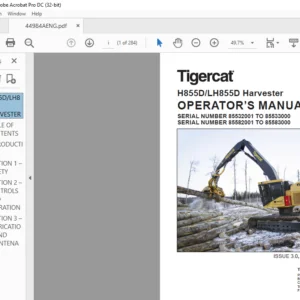 Tigercat H855D LH855D Harvester OPERATOR’S MANUAL - PDF DOWNLOAD