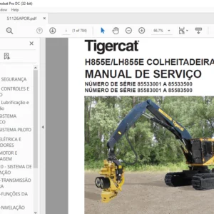 Tigercat H855E LH855E COLHEITADEIRA MANUAL DE SERVIÇO - PDF DOWNLOAD (Portuguese)