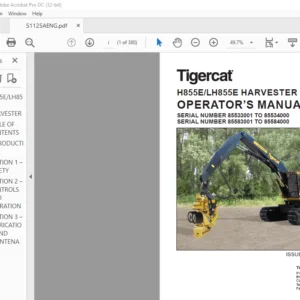 Tigercat H855E LH855E HARVESTER OPERATOR’S MANUAL - PDF DOWNLOAD