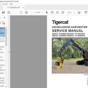 Tigercat H855E LH855E HARVESTER SERVICE MANUAL - PDF DOWNLOAD