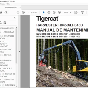 Tigercat HARVESTER H845D LH845D MANUAL DE MANTENIMIENTO - PDF DOWNLOAD ( Spanish)