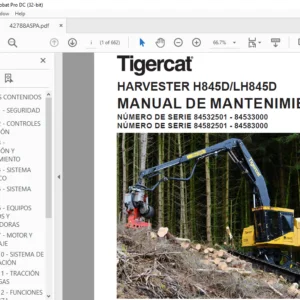 Tigercat HARVESTER H845D LH845D MANUAL DE MANTENIMIENTO - PDF DOWNLOAD (Spanish)