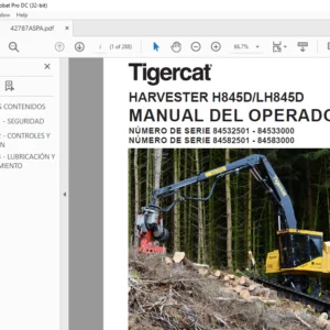 Tigercat HARVESTER H845D LH845D MANUAL DEL OPERADOR - PDF DOWNLOAD (Spanish)