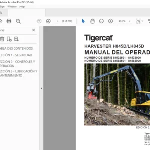 Tigercat HARVESTER H845D LH845D MANUAL DEL OPERADOR - PDF DOWNLOAD (Spanish)
