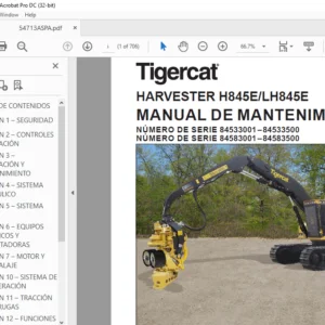 Tigercat HARVESTER H845E LH845E MANUAL DE MANTENIMIENTO - PDF DOWNLOAD (Spanish)