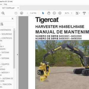 Tigercat HARVESTER H845E LH845E MANUAL DE MANTENIMIENTO - PDF DOWNLOAD (Spanish)