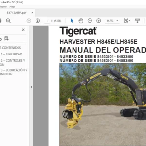 Tigercat HARVESTER H845E LH845E MANUAL DEL OPERADOR - PDF DOWNLOAD (Spanish)