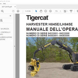 Tigercat HARVESTER H845E LH845E MANUALE DELL'OPERATORE - PDF DOWNLOAD (Italian)