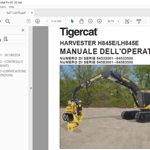 Tigercat HARVESTER H845E LH845E MANUALE DELL'OPERATORE - PDF DOWNLOAD (Italian)
